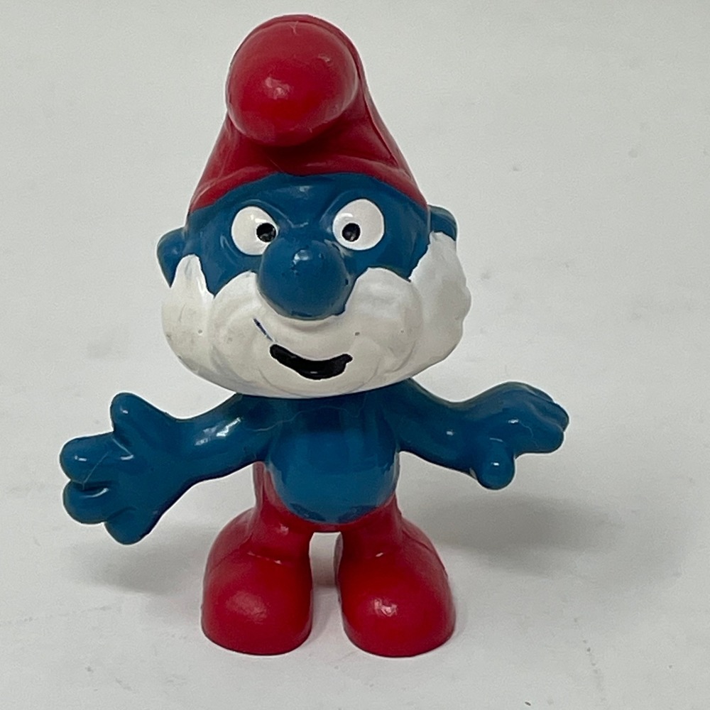 Vintage 1980 Papa Smurf PVC Figure Schleich Peyo Hong Kong Collectible Toy